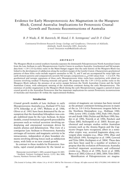 Evidence for Early Mesoproterozoic Arc Magmatism in the Musgrave Block, Central Australia: Implications for Proterozoic Crustal