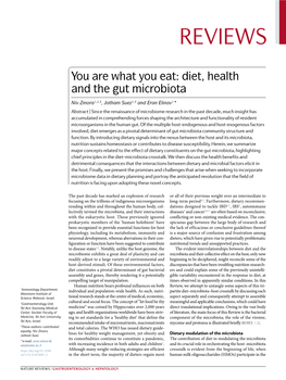 You Are What You Eat: Diet, Health and the Gut Microbiota