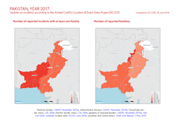 PAKISTAN, YEAR 2017: Update on Incidents According to the Armed Conflict Location & Event Data Project (ACLED) Compiled by ACCORD, 18 June 2018