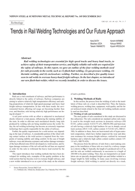 Trends in Rail Welding Technologies and Our Future Approach