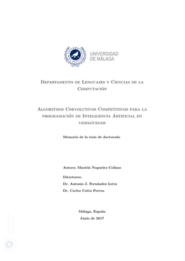 Algoritmos Coevolutivos Competitivos Para La Programación De Inteligencia Artificial En Videojuegos