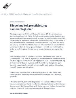 Kleveland Tok Prestisjetung Sammenlagtseier