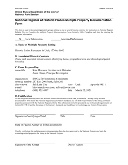 National Register of Historic Places Multiple Property Documentation Form