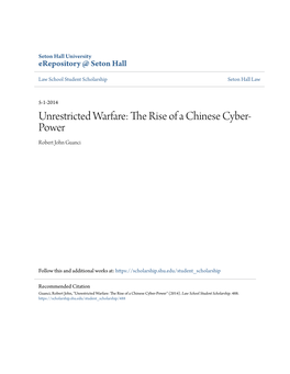 Unrestricted Warfare: the Rise of a Chinese Cyber-Power