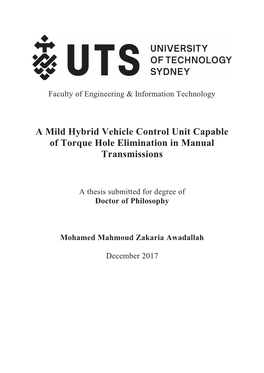 A Mild Hybrid Vehicle Control Unit Capable of Torque Hole Elimination in Manual Transmissions