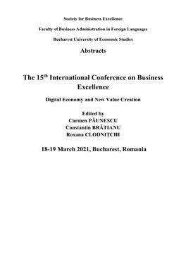 The 15Th International Conference on Business Excellence