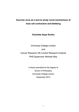 Vaccinia Virus As a Tool to Study Novel Mechanisms of Host Cell Contraction and Blebbing