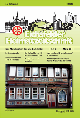 Die Monatsschrift Für Alle Eichsfelder · Heft 3 · März 2011 55. Jahrgang