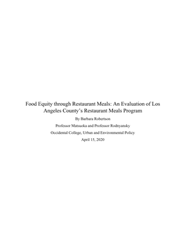 An Evaluation of Los Angeles County's Restaurant Meals Program