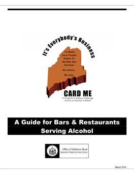 A Guide for Bars & Restaurants Serving Alcohol