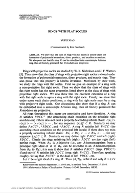 RINGS with FLAT SOCLES Define PACC1 , LPDCC, and ±PACC. a Ring R Satisfies Left PACC