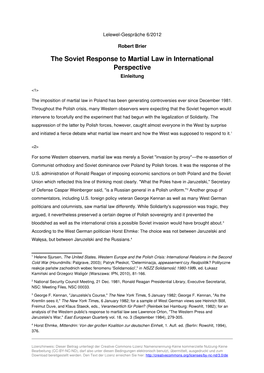 The Soviet Response to Martial Law in International Perspective Einleitung