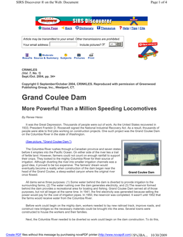 Grand Coulee Dam More Powerful Than a Million Speeding Locomotives