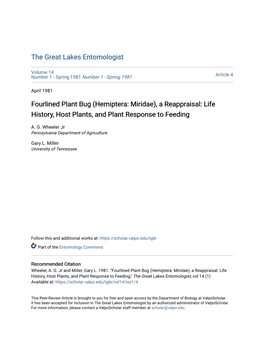 Fourlined Plant Bug (Hemiptera: Miridae), a Reappraisal: Life History, Host Plants, and Plant Response to Feeding