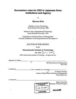 Succession Rules for CEO in Japanese Firms: Institutions and Agency