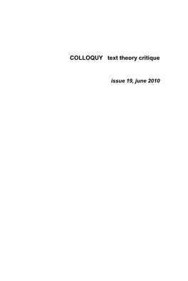 COLLOQUY Text Theory Critique