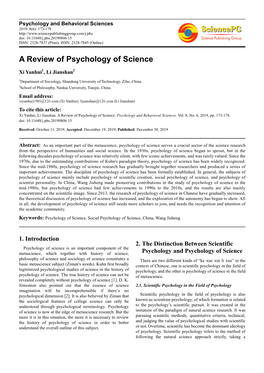 A Review of Psychology of Science