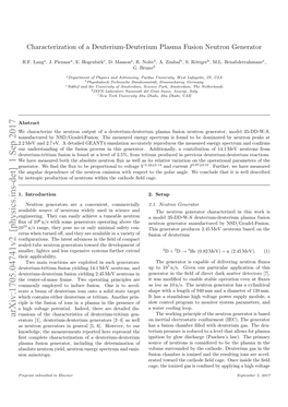 Arxiv:1705.04741V2 [Physics.Ins-Det] 1 Sep 2017 Erators [1], Deuterium-Deuterium Generators [2–4] As Well on Inertial Electrostatic Conﬁnement (IEC)