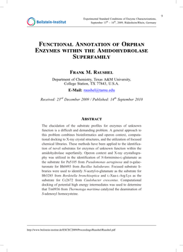 Functional Annotation of Orphan Enzymes Within the Amidohydrolase Superfamily