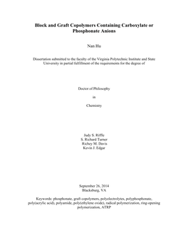 Block and Graft Copolymers Containing Carboxylate Or Phosphonate Anions