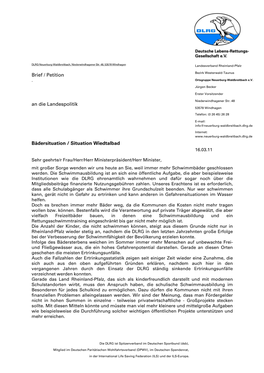 WTB Brief an Die Landespolitik