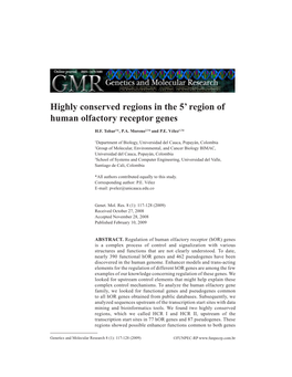 Highly Conserved Regions in the 5' Region of Human Olfactory Receptor