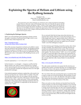 Explaining the Spectra of Helium and Lithium Using the Rydberg Formula