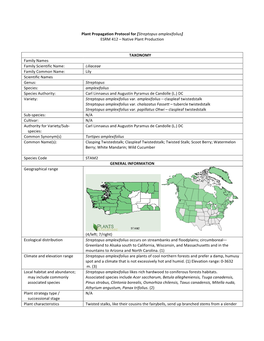 Plant Propagation Protocol for [Streptopus Amplexifolius] ESRM 412 – Native Plant Production