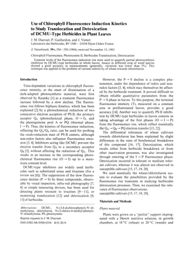 Use of Chlorophyll Fluorescence Induction Kinetics to Study Translocation and Detoxication of DCMU-Type Herbicides in Plant Leaves J