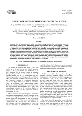 INHERITANCE of FEMALE STERILITY in INDUCED Cicer SPECIES