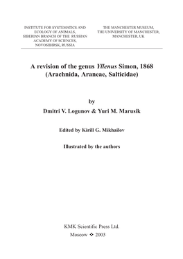 Logunov 2003 a Revision of the Genus Yllenus.Pdf