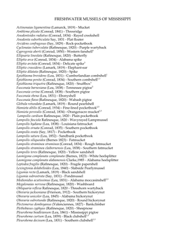 Freshwater Mussels of Mississippi