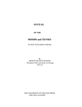 Syntax of Moods and Tenses in New Testament Greek