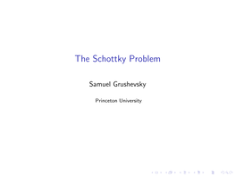 The Schottky Problem