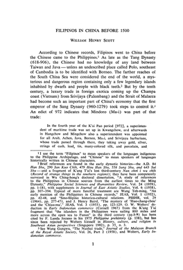 Filipinos in China Before 1500