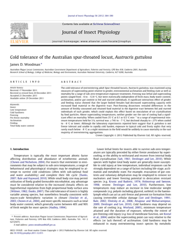 Cold Tolerance of the Australian Spur-Throated Locust, Austracris Guttulosa ⇑ James D