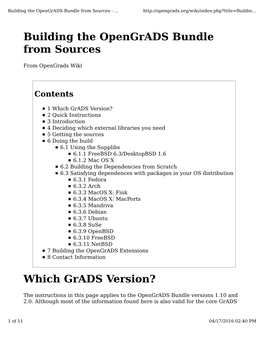 Building the Opengrads Bundle from Sources Which Grads Version?