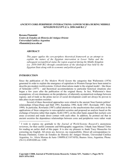 Ancient Core-Periphery Interactions: Lower Nubia During Middle Kingdom Egypt (Ca