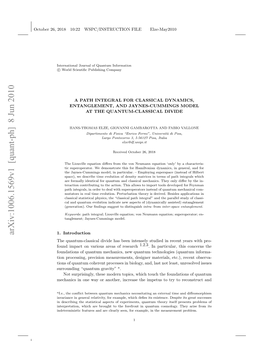 A Path Integral for Classical Dynamics, Entanglement, and Jaynes-Cummings Model at