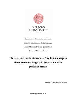 The Dominant Media Discourse of Swedish Newspapers About Romanian Beggars in Sweden and Their Perceived Effects