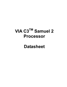 VIA C3 Samuel 2 Processor Datasheet October 2004