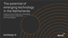 Winning Strategies for Dutch Deep Tech