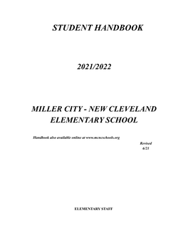Elementary Student Handbook
