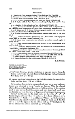 Fermafs Last Theorem, a Genetic Introduction to Algebraic Number Theory, by Harold M