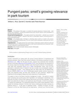 Pungent Parks: Smell's Growing Relevance in Park Tourism