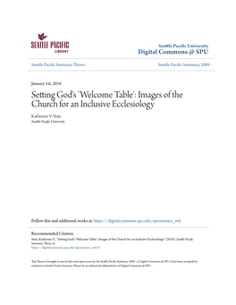 Setting God's 'Welcome Table': Images of the Church for an Inclusive Ecclesiology Katherine V