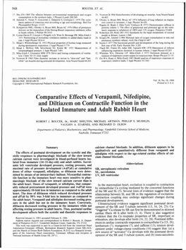 Comparative Effects of Verapamil, Nifedipine, and Diltiazem on Contractile Function in the Isolated Immature and Adult Rabbit Heart