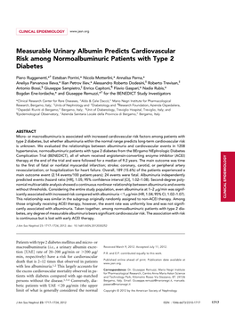 Measurable Urinary Albumin Predicts Cardiovascular Risk Among Normoalbuminuric Patients with Type 2 Diabetes