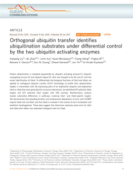 Orthogonal Ubiquitin Transfer Identifies Ubiquitination Substrates Under