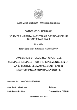 Tutela E Gestione Delle Risorse Naturali Evaluation of Silver European